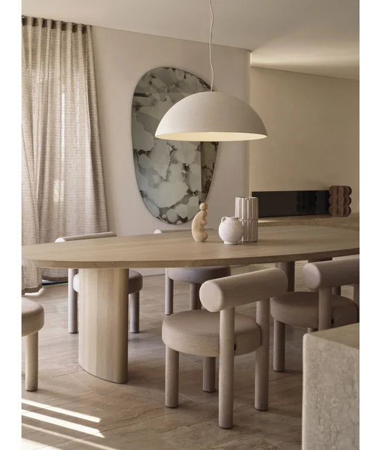 Fjord 1 Light Large Dome Pendant in Stone Concrete