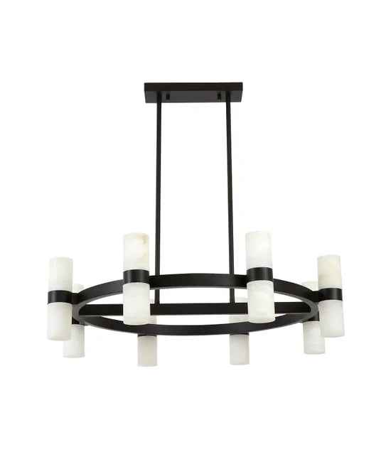 Made by Mayfair Luella 16 Light Pendant in Black with Spanish Alabaster